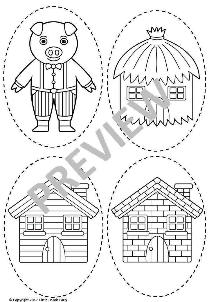 Three Little Pigs Stick Puppets (Digital Download-PDF)