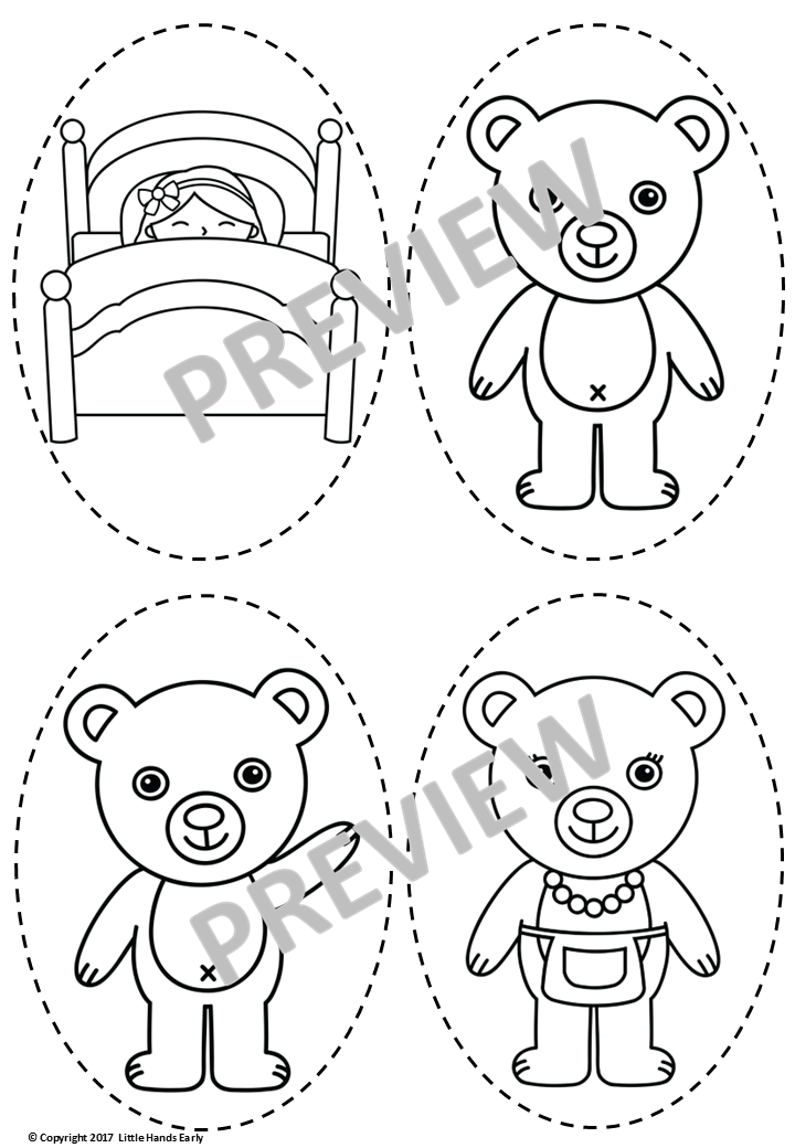 Goldilocks and the Three Bears Stick Puppets (Digital Download-PDF)