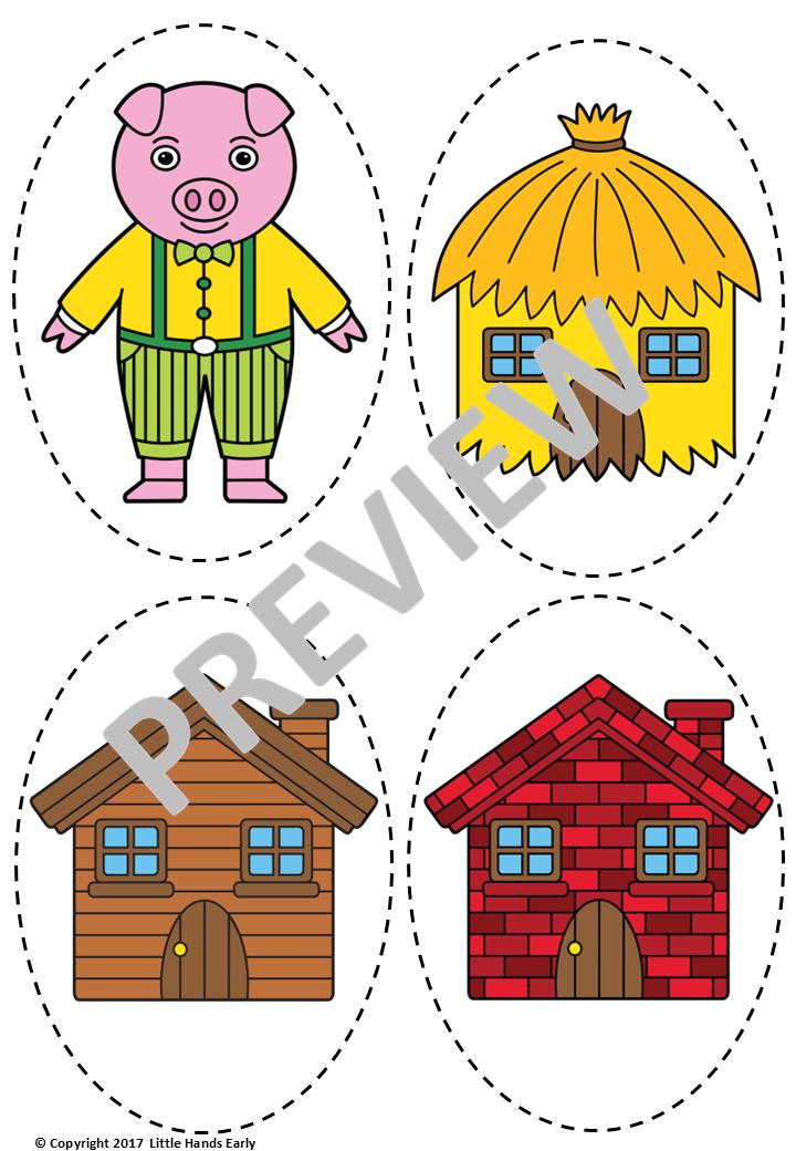 Three Little Pigs Stick Puppets (Digital Download-PDF)