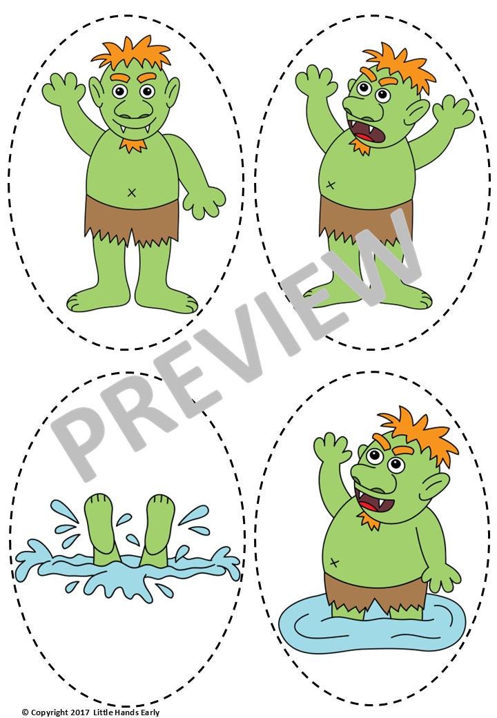 Three Billy Goats Gruff Stick Puppets (Digital Download-PDF)