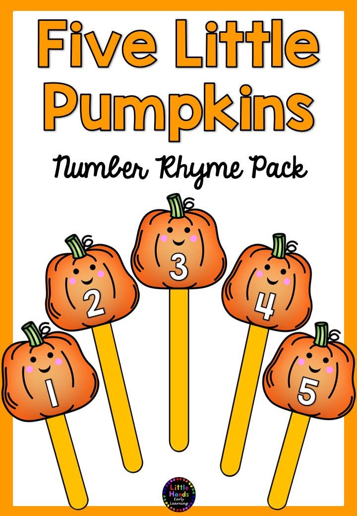 Five Little Pumpkins Song: Number Rhyme & Stick Puppets (Digital Download-PDF)