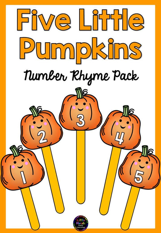 Five Little Pumpkins Song: Number Rhyme & Stick Puppets (Digital Download-PDF)