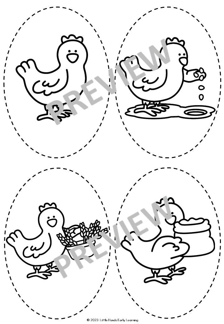 Little Red Hen Stick Puppets (Digital Download-PDF)