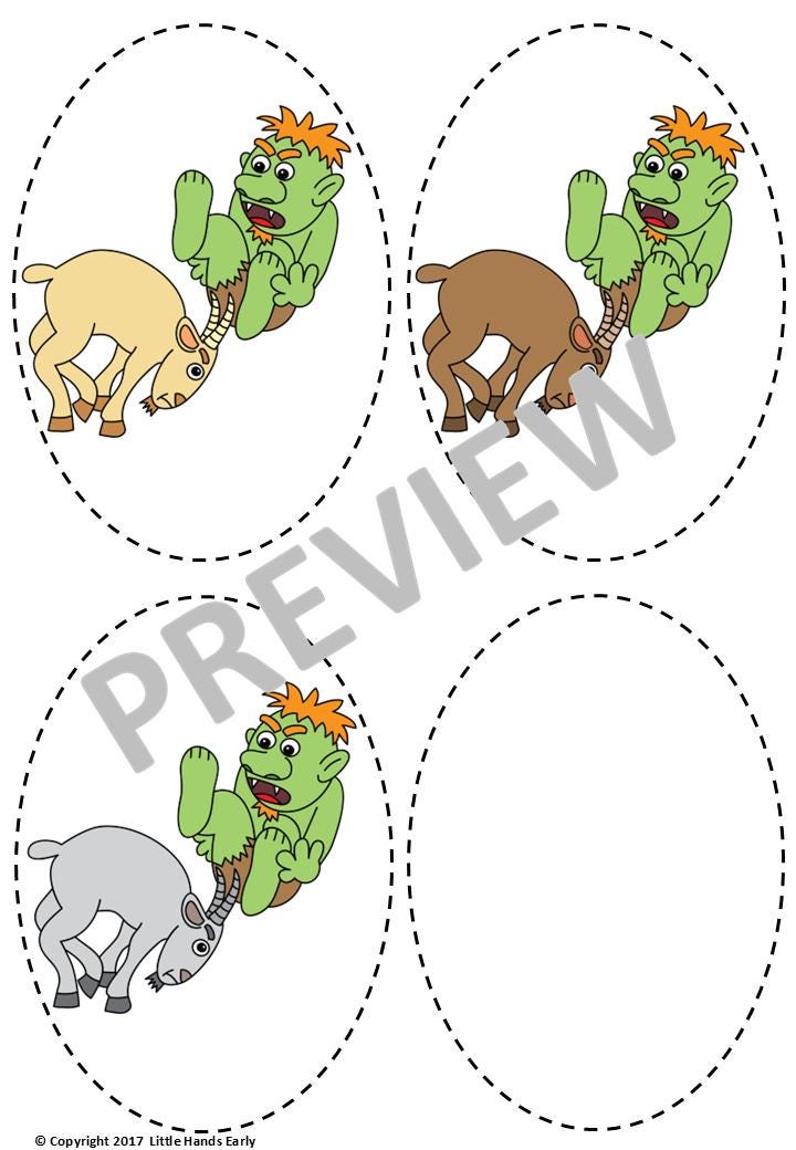 Three Billy Goats Gruff Stick Puppets (Digital Download-PDF)
