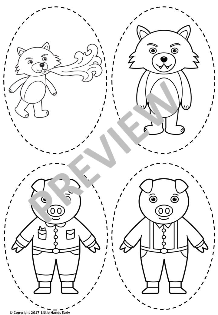 Three Little Pigs Stick Puppets (Digital Download-PDF)