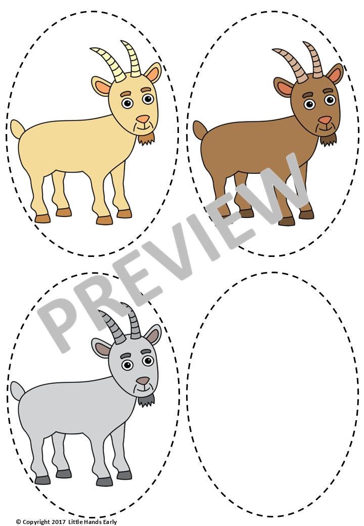 Three Billy Goats Gruff Stick Puppets (Digital Download-PDF)