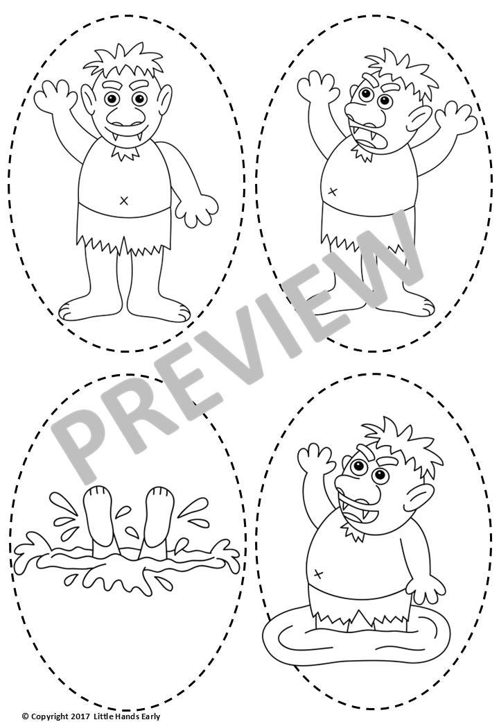 Three Billy Goats Gruff Stick Puppets (Digital Download-PDF)