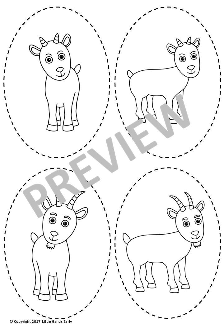 Three Billy Goats Gruff Stick Puppets (Digital Download-PDF)