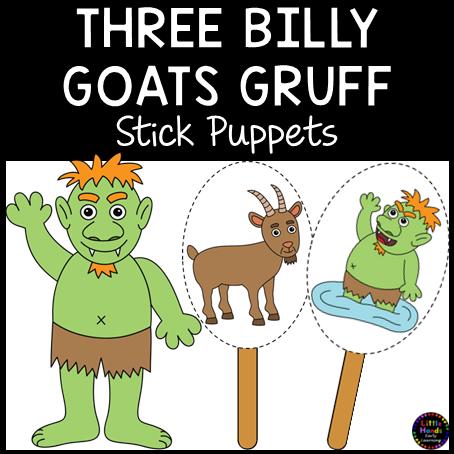 Three Billy Goats Gruff Stick Puppets (Digital Download-PDF)