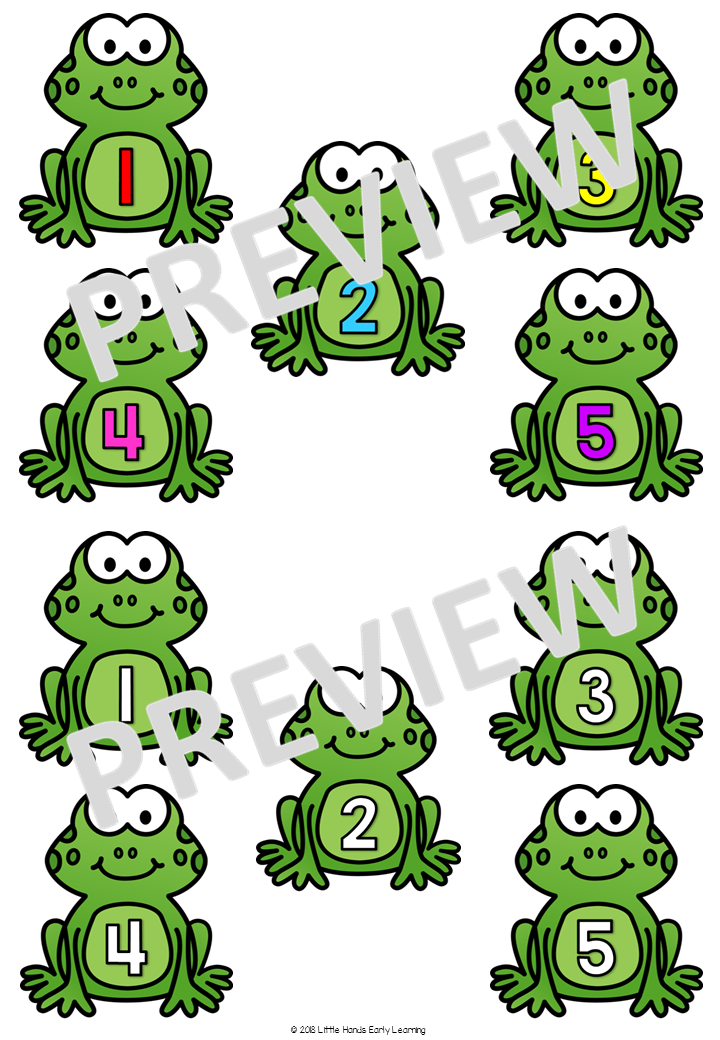 Five Green Speckled Frogs Song: Number Rhyme & Stick Puppets (Digital Download-PDF)