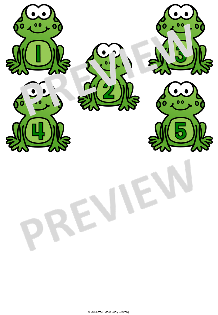 Five Green Speckled Frogs Song: Number Rhyme & Stick Puppets (Digital Download-PDF)