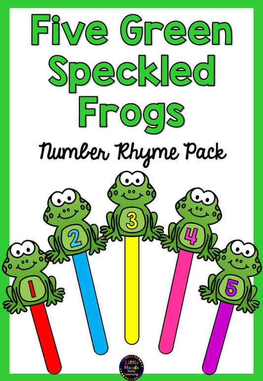 Five Green Speckled Frogs Song: Number Rhyme & Stick Puppets (Digital Download-PDF)