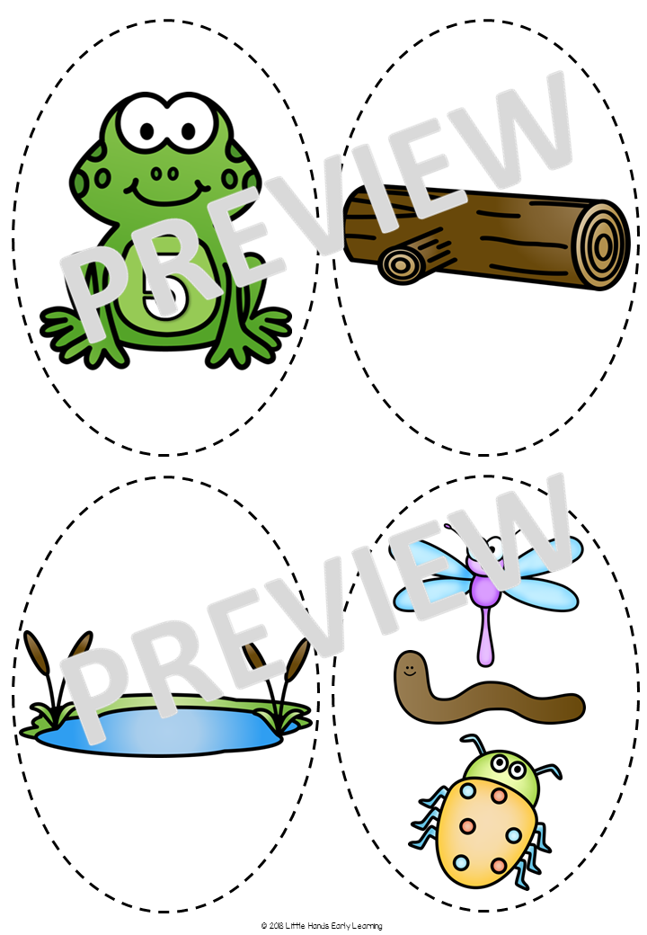 Five Green Speckled Frogs Song: Number Rhyme & Stick Puppets (Digital Download-PDF)