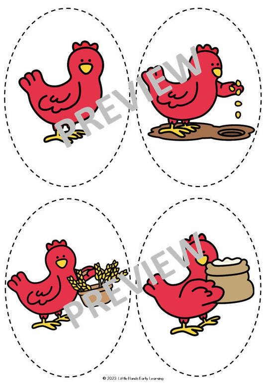Little Red Hen Stick Puppets (Digital Download-PDF)