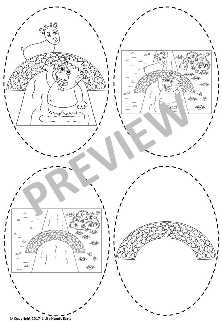 Three Billy Goats Gruff Stick Puppets (Digital Download-PDF)