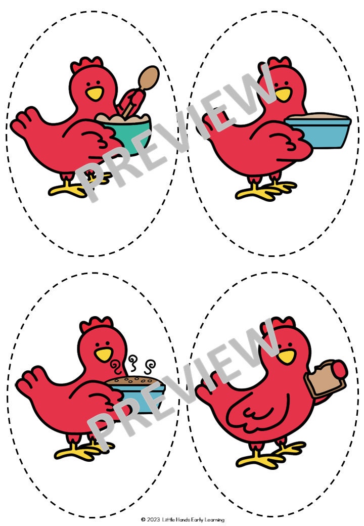 Little Red Hen Stick Puppets (Digital Download-PDF)