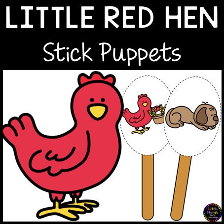 Little Red Hen Stick Puppets (Digital Download-PDF)