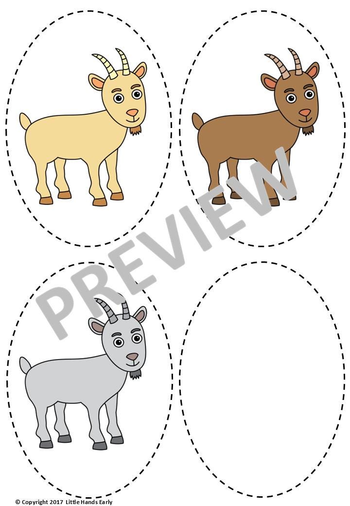Three Billy Goats Gruff Stick Puppets (Digital Download-PDF)
